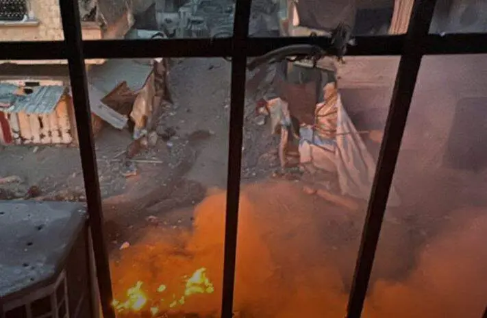 Una imagen de X del incendio en el hospital de Gaza.