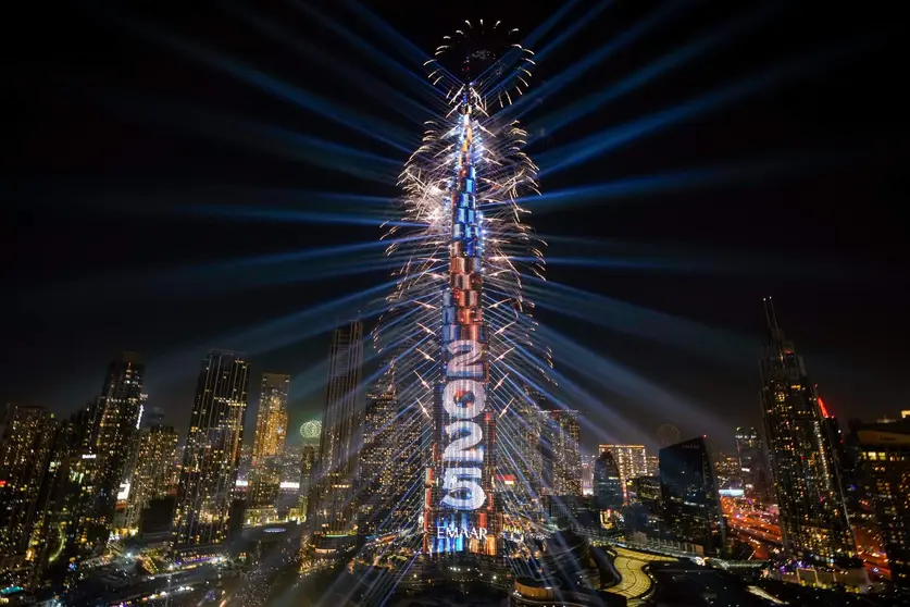 El Burj Khalifa recibe con su espectacularidad habitual el Año Nuevo 2025. (Fuente externa)