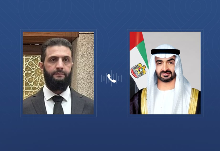 El presidente de EAU y el líder de la Nueva Administración Siria. (WAM)