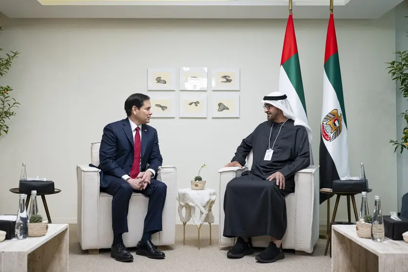 Marco Rubio y el presidente de EAU este miércoles en Abu Dhabi. (WAM)