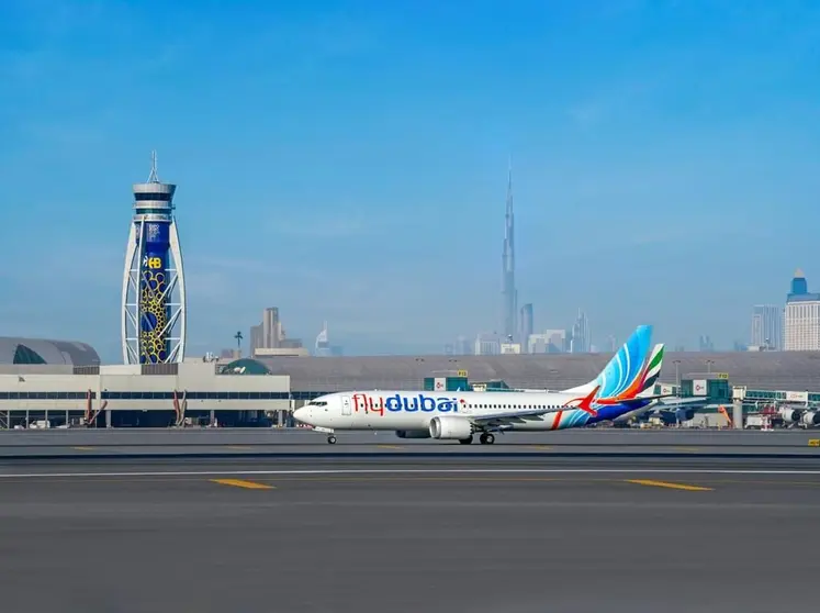 Una aeronave de la aerolínea flydubai. (WAM)