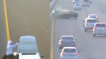 Captura de pantalla del vídeo del accidente difundido por la Policía de Abu Dhabi.