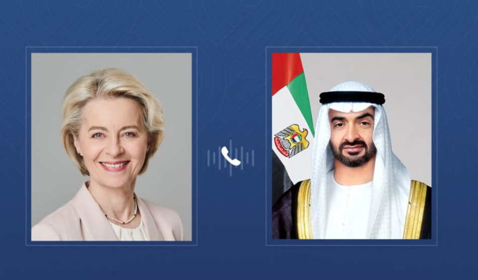 La presidenta de la Comisión Europea y el presidente emiratí. (WAM)
