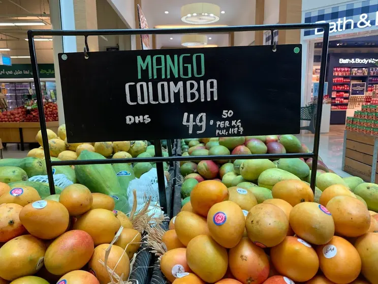 Mango de Colombia en un supermercado de Emiratos. (EL CORREO)