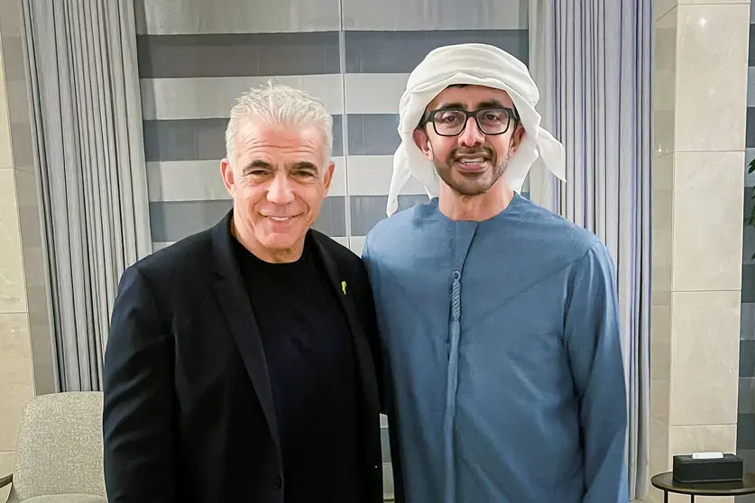 Ministros de Exteriores de EAU e Israel en Abu Dhabi. (WAM)