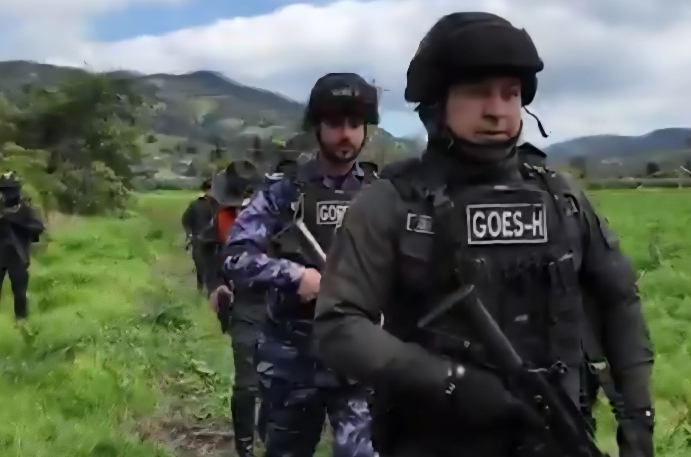 Funcionarios de seguridad en acción durante la operación 'Escudo Verde'. (X)