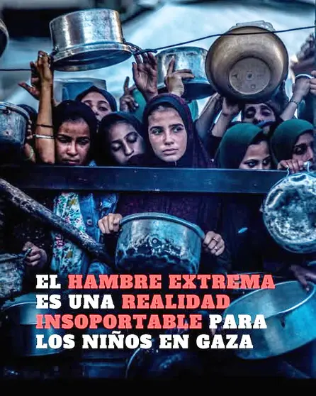 Mensaje de Unicef que alerta de la hambruna en Gaza.