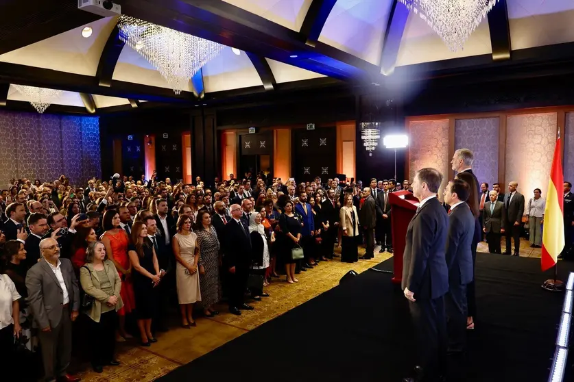Vista general del salón donde ha tenido lugar la recepción a la colectividad española residente en Egipto. (casareal.es)
