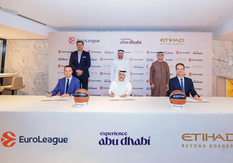 Firma del acuerdo de Abu Dhabi y Etihad con la Euroliga. (Fuente externa)