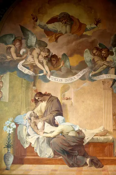 Mural del fallecimiento de San José pintado por Henri Pinta que se encuentra en la iglesia francesa de San Francisco Javier de las Misiones Extranjeras en París.