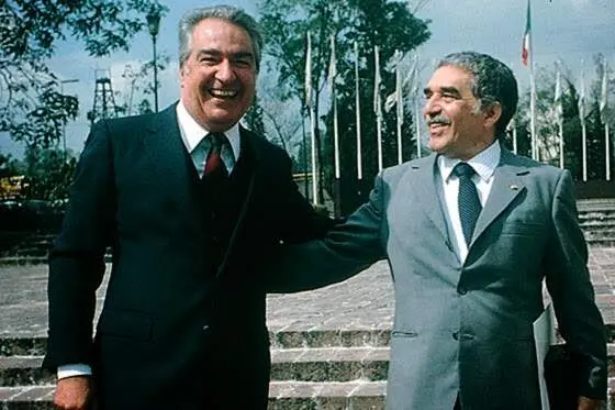 &Aacute;lvaro Mutis -izquierda-, junto a Garc&iacute;a M&aacute;rquez. (Fuente externa)