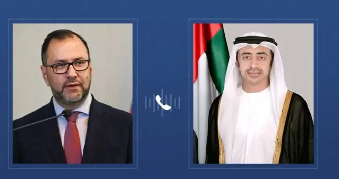 Los ministros de Exteriores de Emiratos y Venezuela. (WAM)