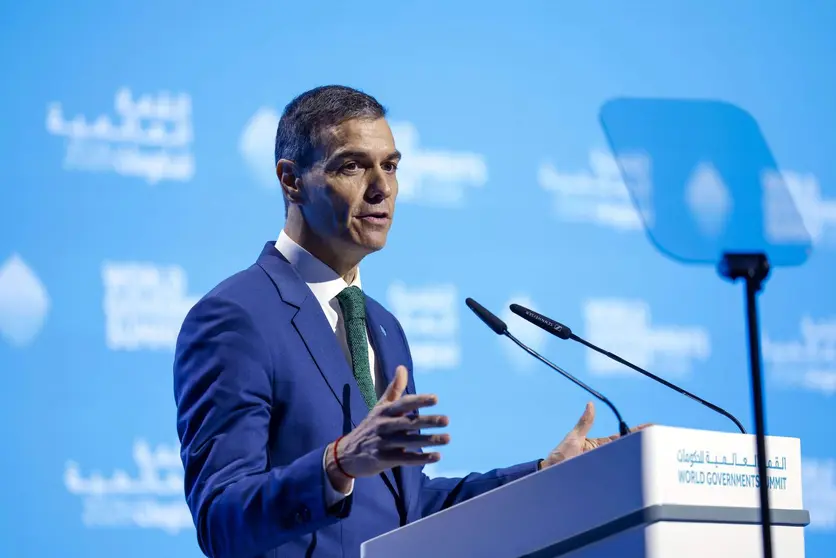 Pedro S&aacute;nchez en la Cumbre Mundial de Gobiernos 2026 en Dubai. (WAM)