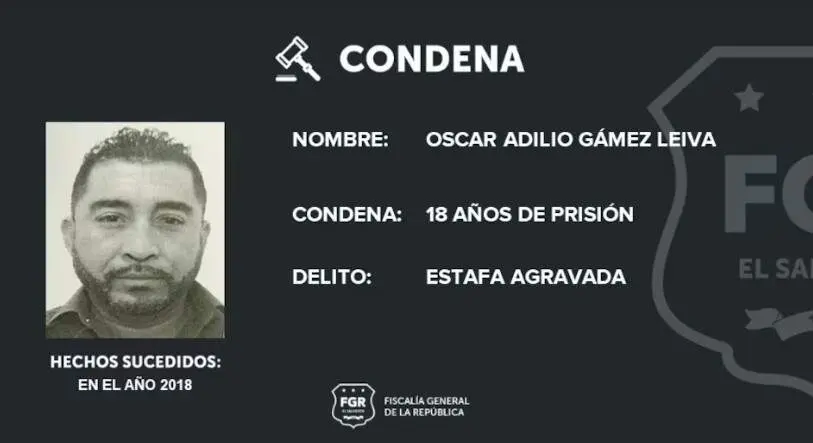 Este fue el anuncio de la condena de la Fiscal&iacute;a General de la Rep&uacute;blica de El Salvador. (X)