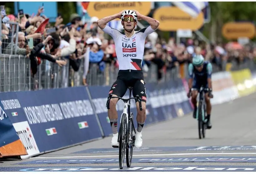 Igor Arrieta tras ganar la etapa del Giro de Italia 2026. (WAM)