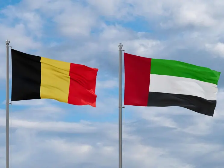 Las banderas de B&eacute;lgica y EAU. (WAM)