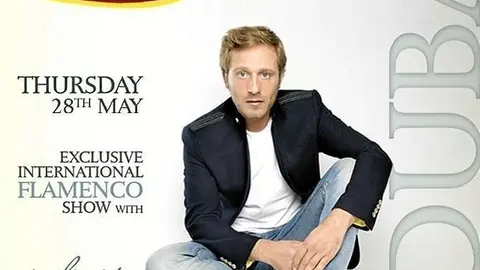 Flyer anunciador del concierto de Juan Peña en Casa de Tapas en Dubai.