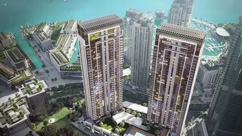 Maqueta de la zona de apartamentos Dubai Creek Harbour.