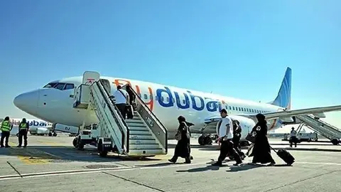 Un avión de la aerolínea con sede en EAU, flydubai.