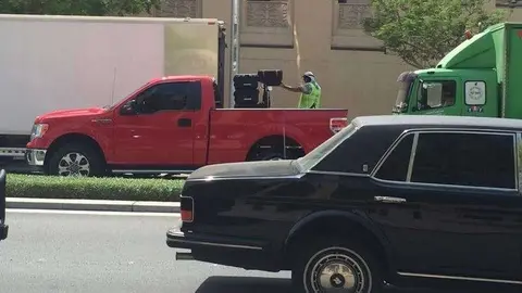 Una imagen del rodaje en Dubai de la nueva película de Jackie Chan, 'Kung Fu Yoga'.