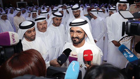 Una imagen del jeque Al Maktoum durante la presentación de la fundación.