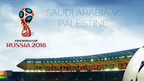 Anuncio del partido de fútbol entre Arabia y Palestina.