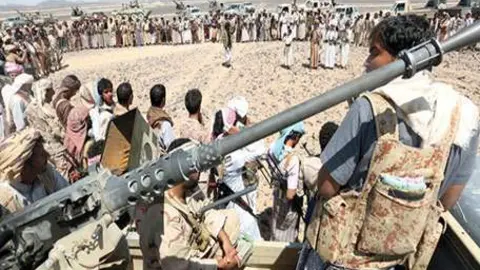 Combatientes de la resistencia popular en Yemen.