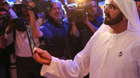 Jeque Mohammed bin Rashid Al Maktoum en el lanzamiento de Dubai Smart City. (Dubai Media Office)