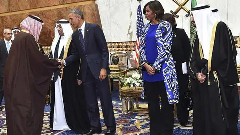 Michelle Obama durante su visita a Arabia en enero de 2015.