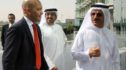 Jaime García-Legaz con el ministro de Economía de EAU, Sultan Bin Saeed Al Mansouri, en su visita del pasado mes de abril. (EL CORREO)