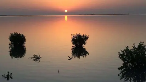 Una puesta de sol en las marismas de Ras Al Khaimah. (EL CORREO)