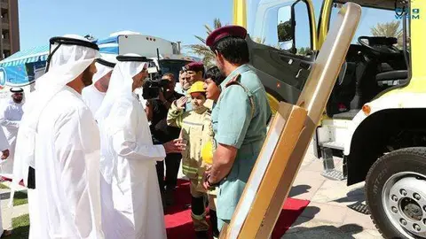 El teniente general y jeque Saif bin Zayed Al Nahyan, durante la apertura de la cumbre en Abu Dhabi. (WAM)