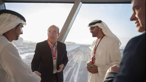 El expresidente de México Felipe Calderón en la Fórmula Uno en Abu Dhabi en 2015.