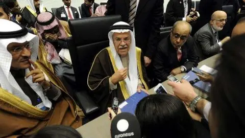 El ministro de Petr&oacute;leo saudita durante la reuni&oacute;n de la OPEP.