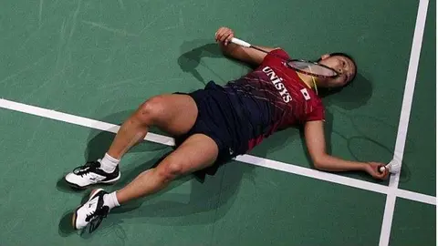 La japonesa tras la victoria en Dubai.