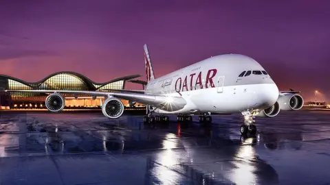 Un avión A380 de Qatar Airways.
