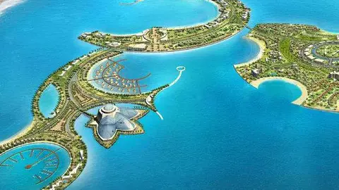 Perspectiva de Al Marjan Island en el emirato de Ras Al Khaimah.