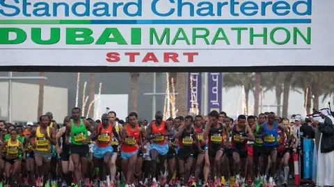 Una imagen de una edición de la Maratón de Dubai. 