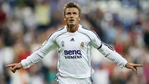 David Beckham cuando jugaba con el Real Madrid.