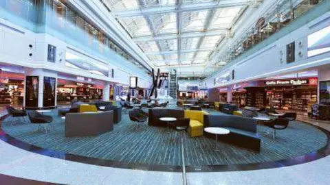 Una maqueta de la nueva zona del Aeropuerto Internacional de Dubai.