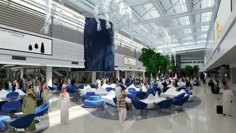 Perspectiva de una zona de la Terminal D del Aeropuerto de Dubai.