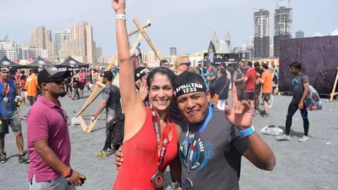 Carolina y Marco los dos subcampeones de la Spartan Race Dubai 2016.