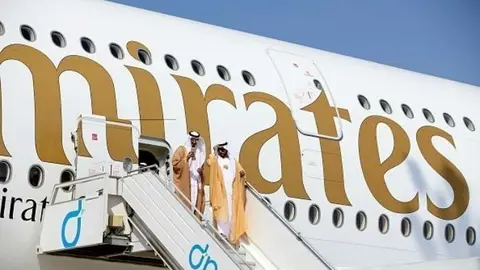 Un avión de la aerolínea de Dubai Emirates.