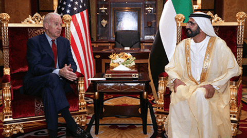 Joe Biden y el jeque Mohammed durante el encuentro en el Palacio de Zabeel. 