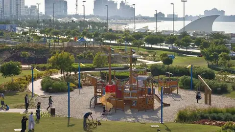 El parque de la Corniche en Abu Dhabi.