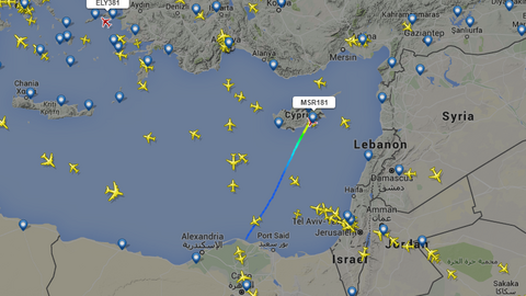 Captura de la página Flightradar24 del vuelo MS 181.