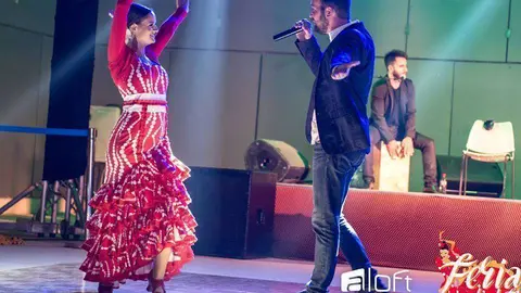 La bailaora Amalia Megías y el grupo malagueño Bakara en la pasada edición de la feria.