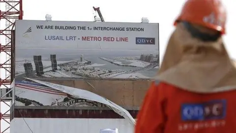 Trabajos en el metro de Doha.