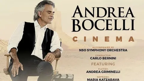 Cartel del concierto de Andrea Bocelli en Abu Dhabi.