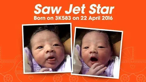 Fotografías del bebé nacido en un avión de Jetstar. (Jetstar Facebook)